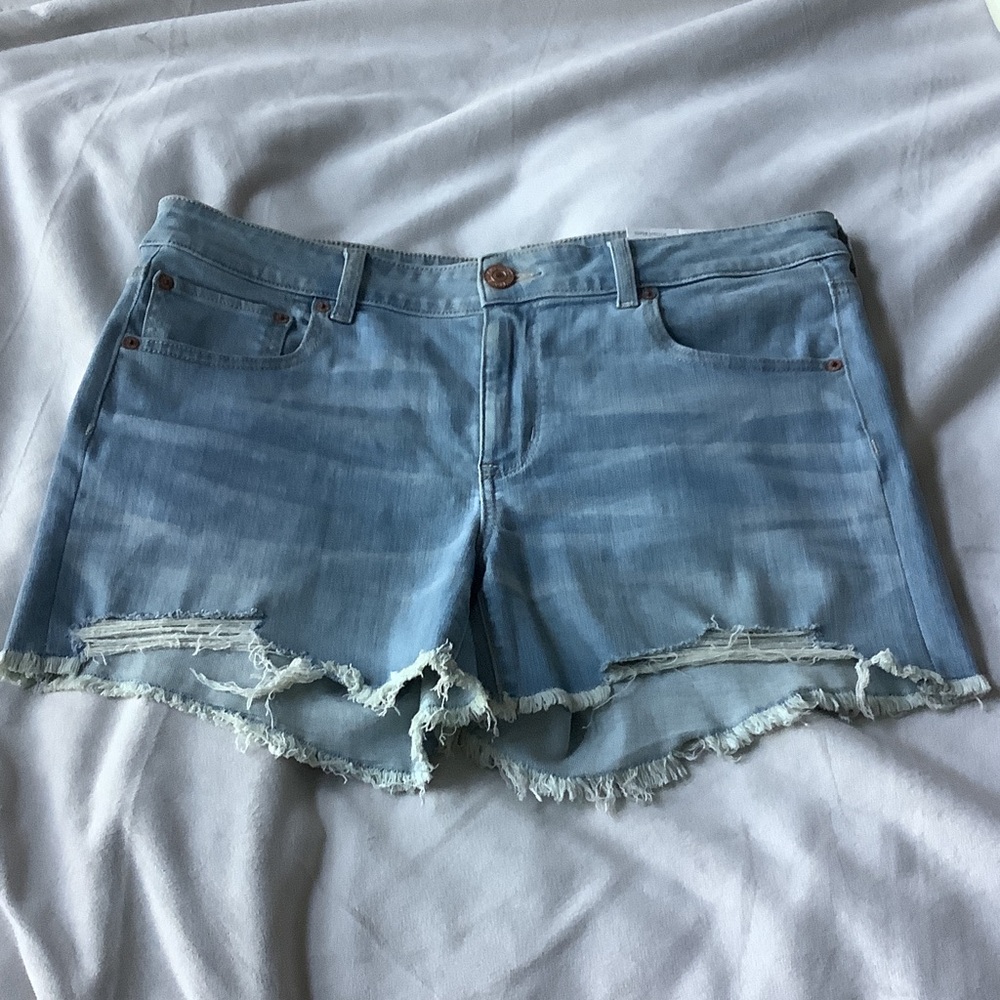 American Eagle Light Blue Distressed Jean Shorts